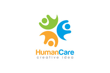 Obraz premium Creative People Care Concept Logo Design Template