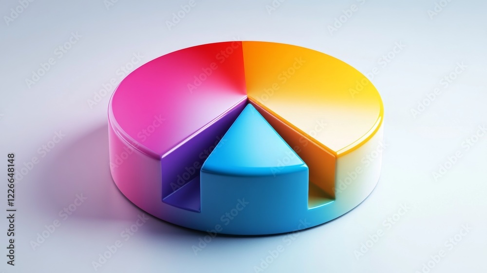 Poster high-resolution image of a d pie chart with gradient colors and glossy finish, presenting data with 