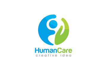 Obraz premium Creative People Care Concept Logo Design Template