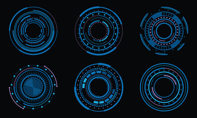 Collection of circle futuristic technology frame © MustikaRatna