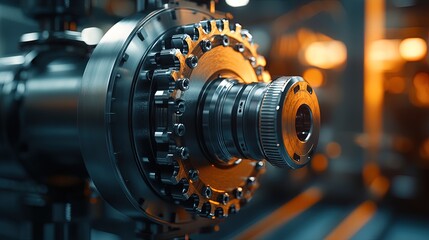 Obraz premium A close-up of an industrial valve being operated, showcasing the mechanics and engineering behind industrial processes 