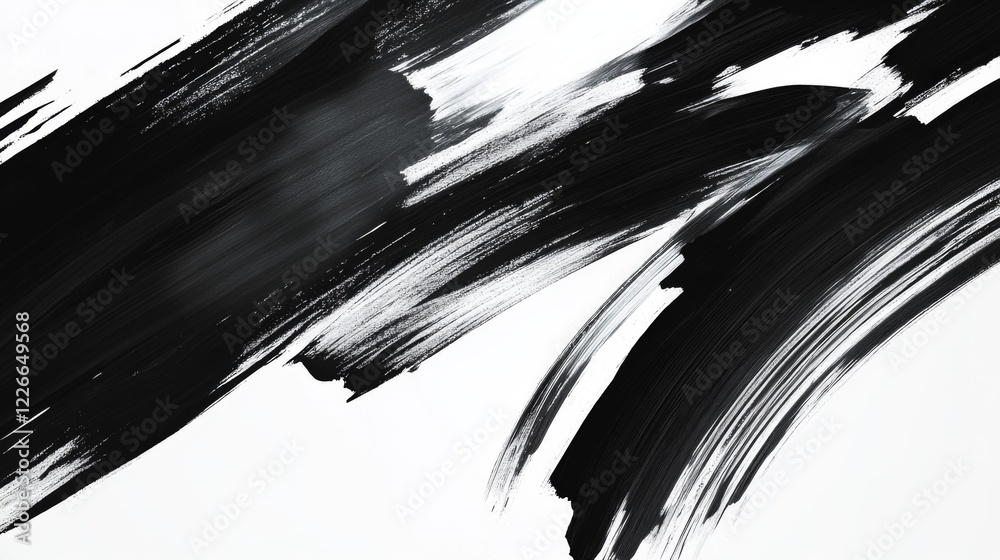 Poster Minimalist abstract background with monochrome brush strokes, modern and clean design