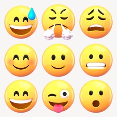 Fototapeta premium 3D emoticon sticker design element set