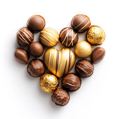 Delicious assortment of chocolates arranged in a heart shape for a sweet celebration