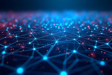 3d grid background. Cyber ​​technology. Tech wire network, futuristic wire frame.