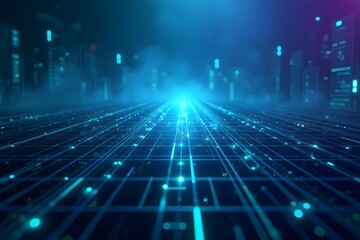 3d grid background. Cyber ​​technology. Tech wire network, futuristic wire frame.