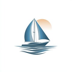Design of nautical yacht icon logo illustration isolated on white background