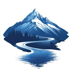 Design of road and mountain icon logo illustration isolated on white background