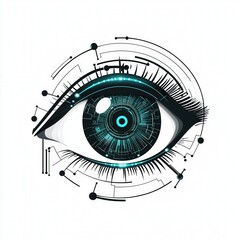 Design of digital vision creative symbol, eye iris scan icon logo illustration isolated on white background