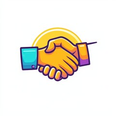 Design of happy business handshake icon logo illustration isolated on white background