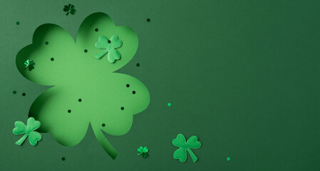 Depiction of shamrocks and clovers symbolizing good fortune and St. Patrick's Day