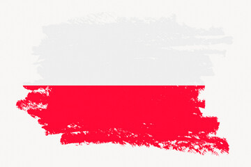 Flag of Poland, paint stroke design, off white background
