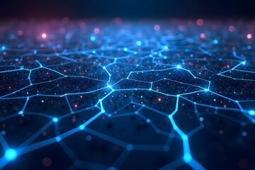 3d grid background. Cyber ​​technology. Tech wire network, futuristic wire frame.