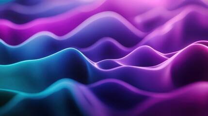 Obraz premium Blurred gradient with flowing teal and violet waves, offering a sleek and futuristic background for presentations.