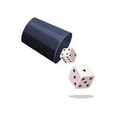 Dice cup vector isolated on white background.