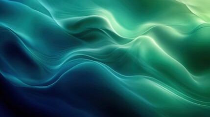 Obraz premium Blurred gradient with soft green and blue waves flowing fluidly, ideal for sleek and modern presentation designs.