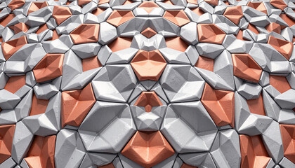 Geometric pattern design in gray and orange colors
