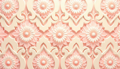 Decorative floral pattern with pink and cream design