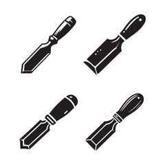 Detailed Vector of the Chisel Silhouette Isolated on White Background