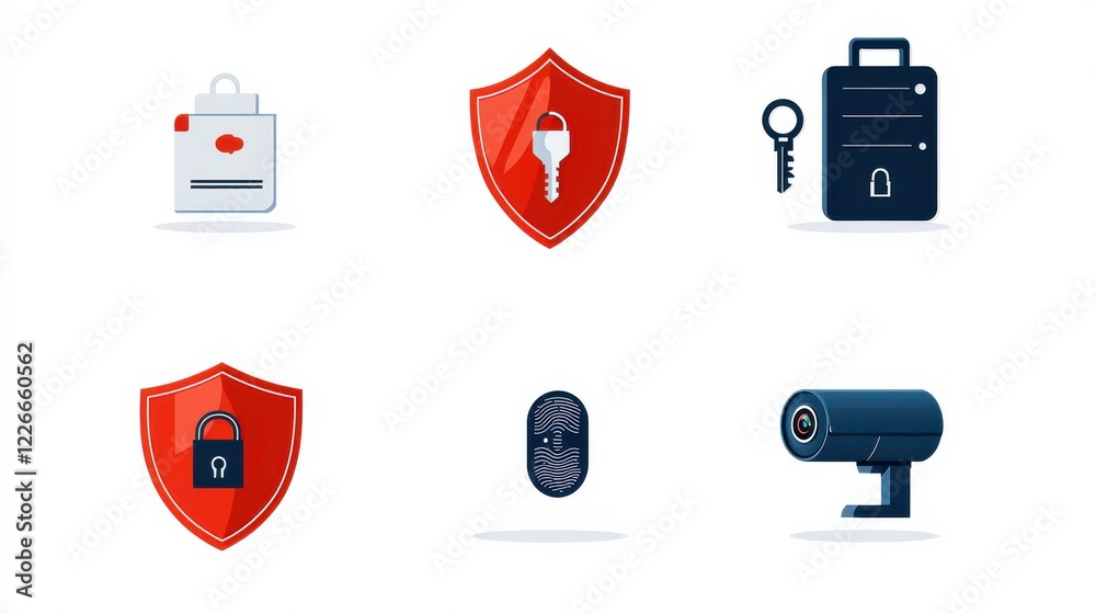 Poster Strengthening digital security a comprehensive collection of icons for shield standards in cybersecurity environments
