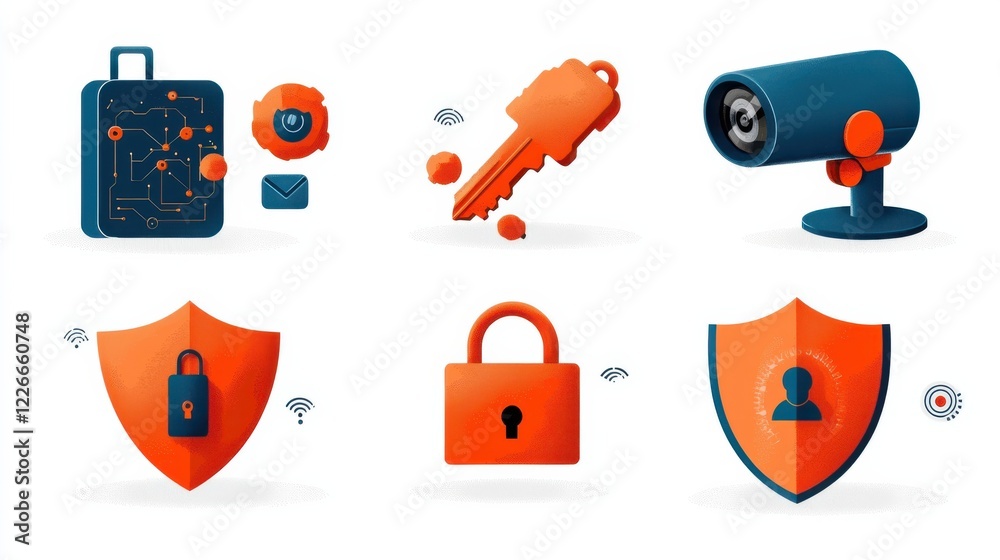 Leinwandbilder securing digital assets a collection of six encryption icons for enhanced protection in cybersecurit