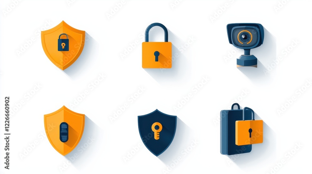 Aufkleber enhancing online security a collection of six icons for encryption standards in digital environments