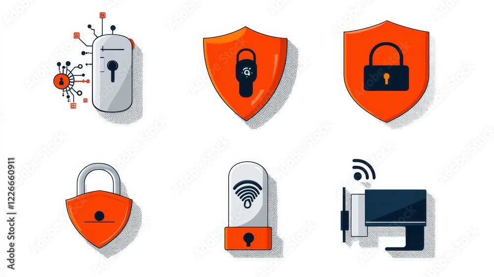 Aufkleber Enhancing online security a collection of six icons representing encryption standards for digital safety in technology environments
