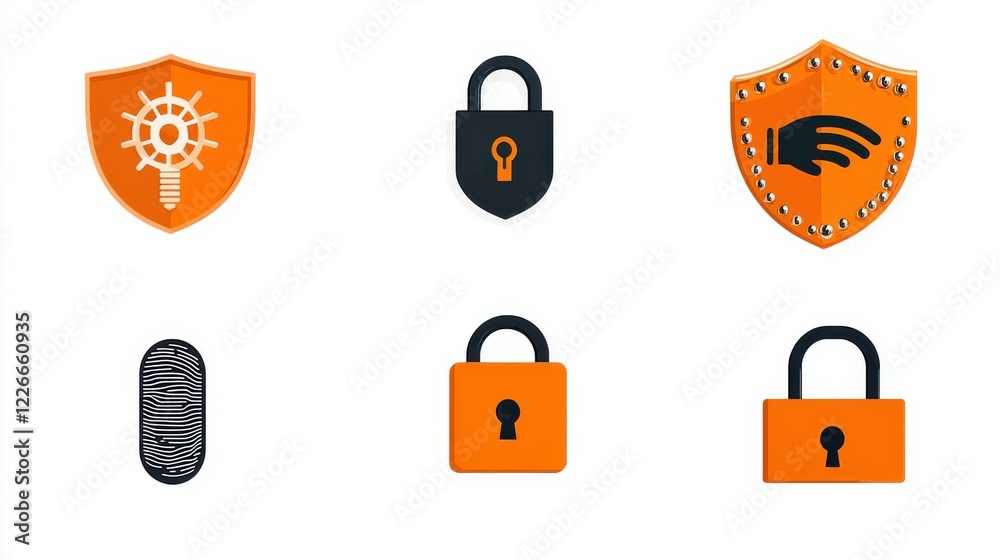 Fototapete enhancing online security a collection of six icons for encryption standards in digital environments