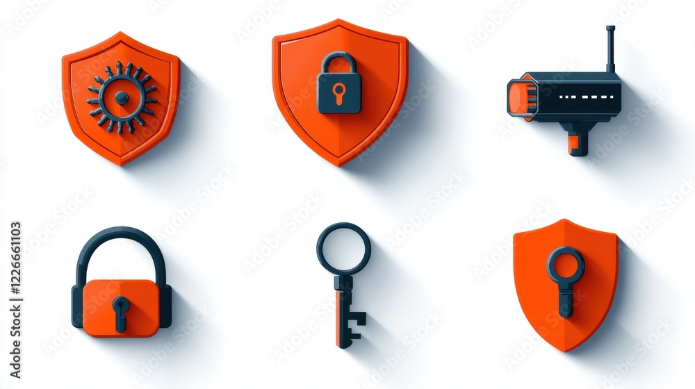 Aufkleber Enhancing data security six icons for encryption standards in digital environments