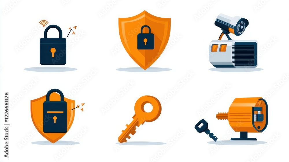 Aufkleber Enhancing data security a set of six icons depicting encryption standards in a digital environment for visual protection