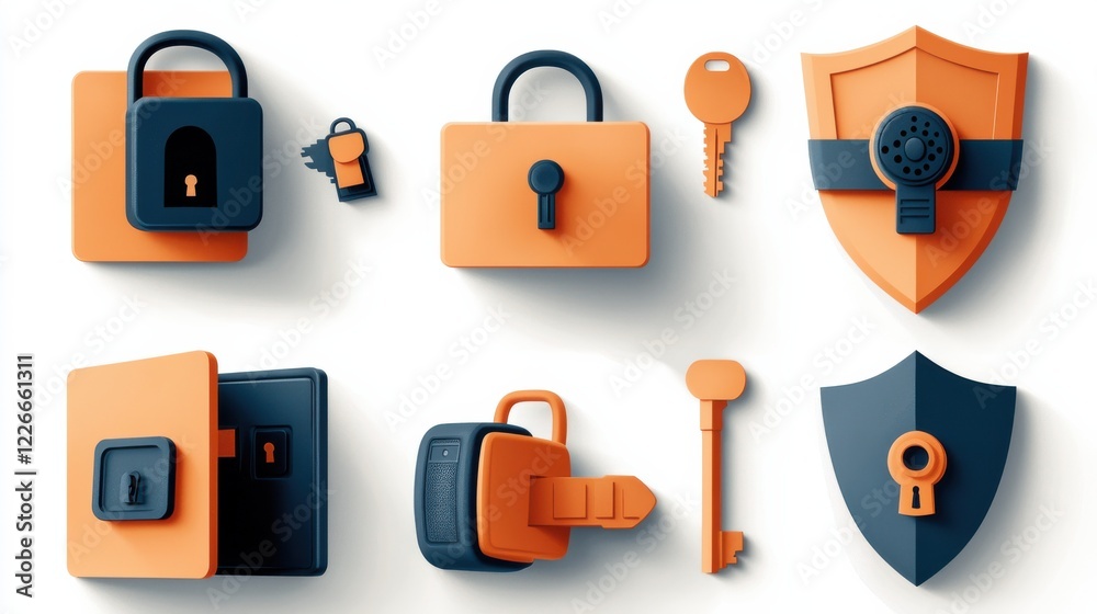 Leinwandbilder Implementing six security icons for access control biometrics standard in digital environments