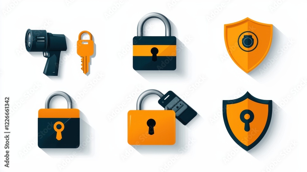 Aufkleber Enhancing security with six biometric access control icons for effective management in digital environments