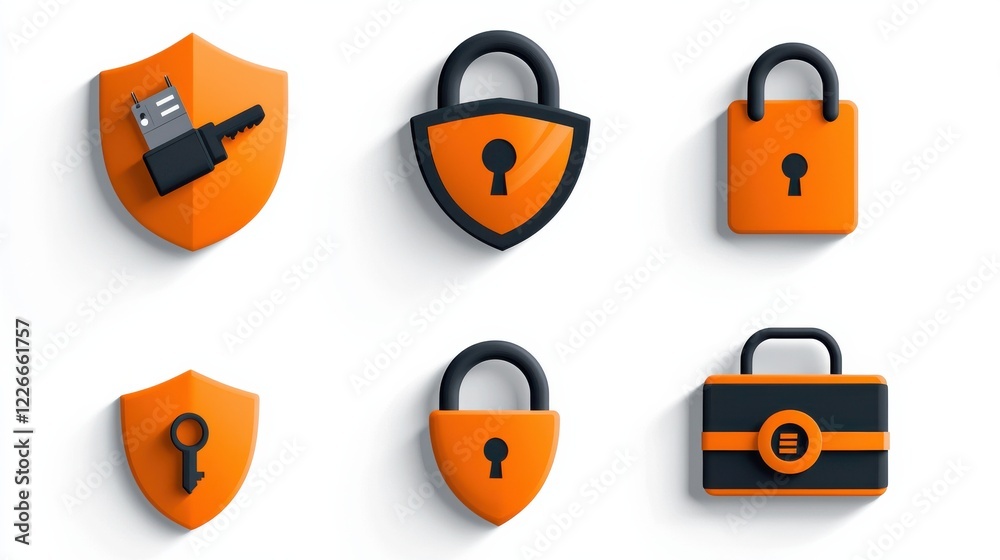 Leinwandbilder enhancing digital security exploring icons of six encryption elements in the technology sector