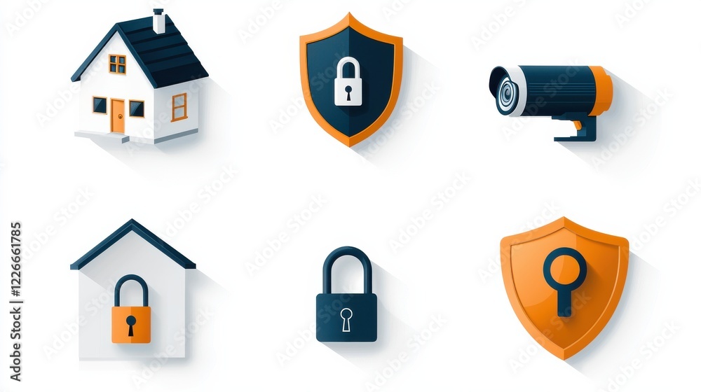Aufkleber secure your home exploring six essential alarm system icons residential environments visual content 