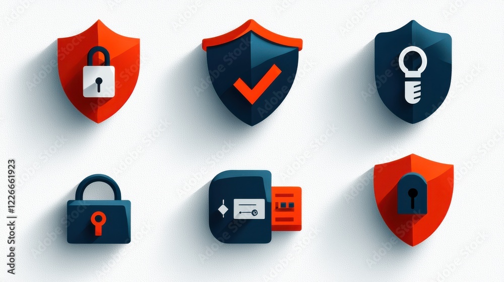 Leinwandbilder enhancing network security through icons of firewall vpn and standards in technology environments