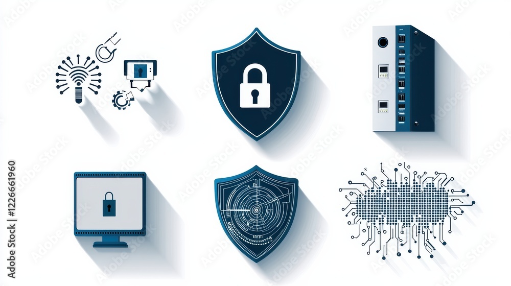 Fototapete Exploring essential online security features lock and key icons digital environment graphic content cybersecurity overview