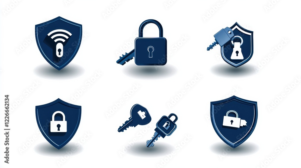 Aufkleber enhancing physical security analyzing icons of padlocks safes and cctv standards in a digital enviro
