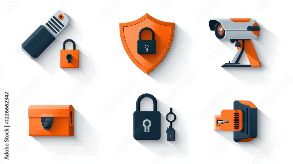 Aufkleber exploring six essential security features shield lock and fingerprint icons for enhanced protection 