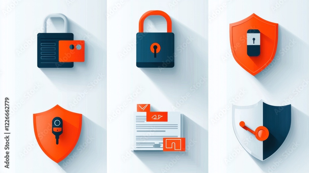 Aufkleber Securing digital spaces unlocking the power of six encryption lock systems cybersecurity domain graphic design modern technology visual representation iconography for enhanced security