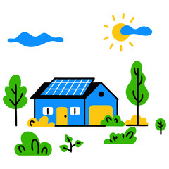green home depicts eco friendly housing and illustration