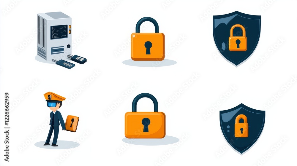 Leinwandbilder enhancing data security with six essential encryption icons for key management in digital environmen