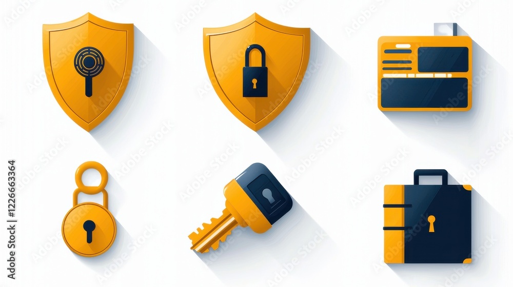 Leinwandbilder enhancing data protection six security icons featuring a shield with a lock bio standard for cyberse