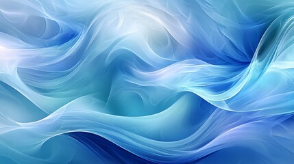 Obraz premium Abstract Blue Swirling Waves Digital Art