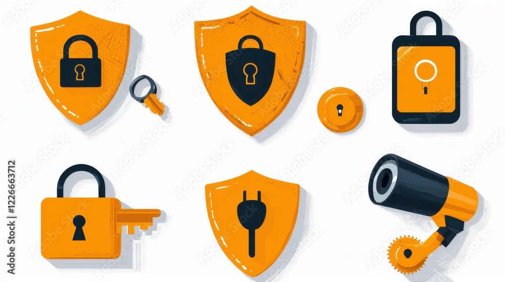 Fototapete enhancing digital safety understanding six symbols of online security cyber space visual guide infor
