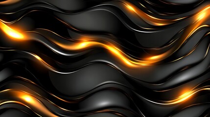 Obraz premium Abstract Black And Gold Wavy Design Background