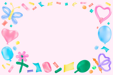 Balloon art frame background, birthday design