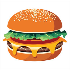 A vibrant illustration of a cheeseburger, perfect for food-related projects.
