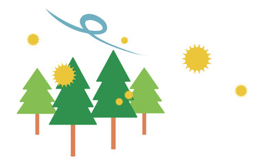 花粉症　花粉が飛ぶイメージイラスト