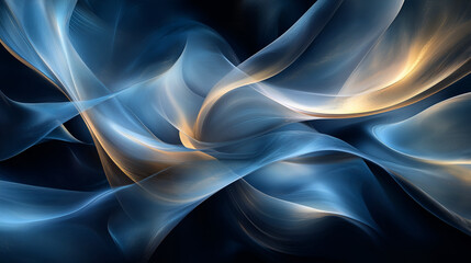 Obraz premium blue liquid flowing, black background, abstract shape, rendered in cinema4d style, flowing fabrics