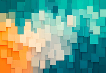 Abstract Digital Illustration of Countless Small Squares in Vibrant Colors: Ideal for Modern Graphic Design, Tech Backgrounds, and Creative Projects Seeking a Dynamic and Geometric Aesthetic